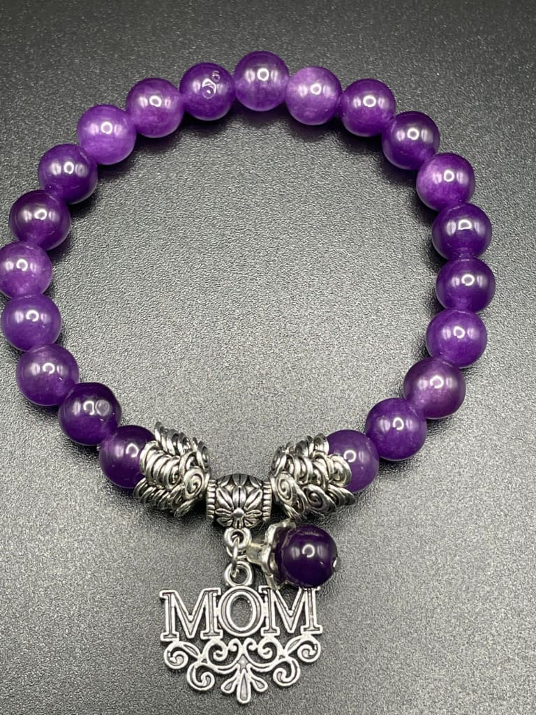 Mother’s day “mom” amethyst charm bracelet - Bracelets