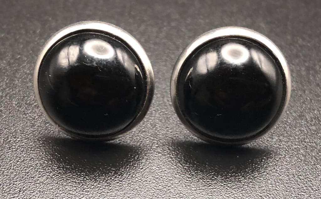 Onyx x silver stud earrings - Earrings