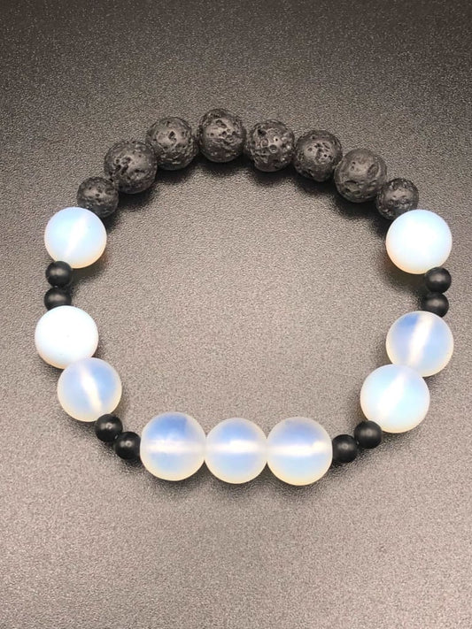 Opalite x Lava Stone x Onyx Bracelet-Bracelets-DopeAlchemy-DopeAlchemy.com