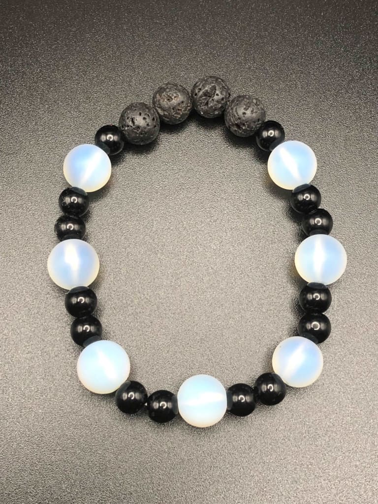 Opalite x Lava Stone x Onyx Bracelet-Bracelets-DopeAlchemy-DopeAlchemy.com
