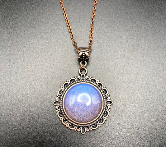 Opalite x red copper pendant necklace - Pendant