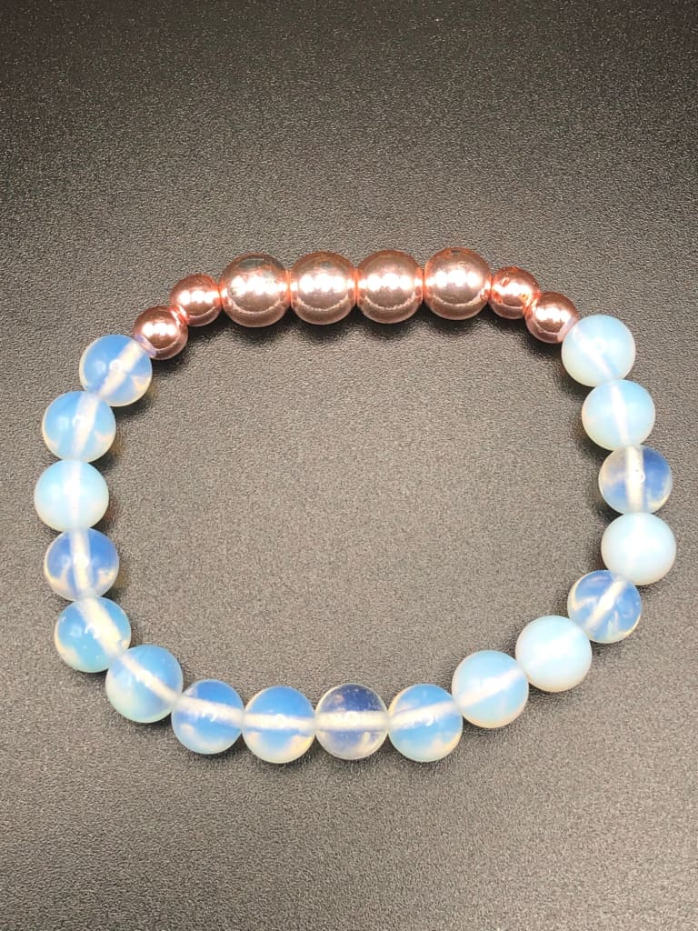 Opalite x Rose Gold Hematite bracelet-Bracelets-DopeAlchemy-Gloss-DopeAlchemy.com