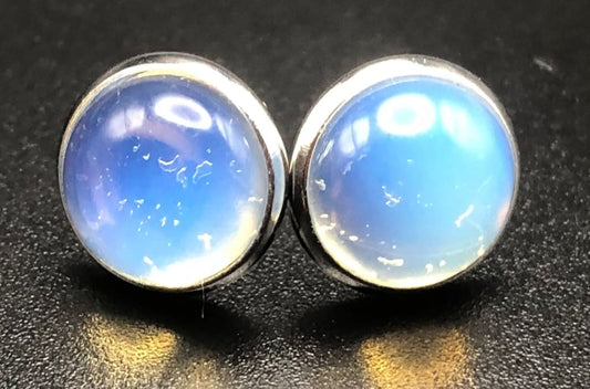 Opalite x Silver Stud Earrings-Earrings-DopeAlchemy-DopeAlchemy.com