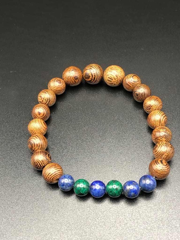 Phoenix Lapis Lazuli x Wood bracelet and Earring set-Bracelet set-DopeAlchemy-DopeAlchemy.com