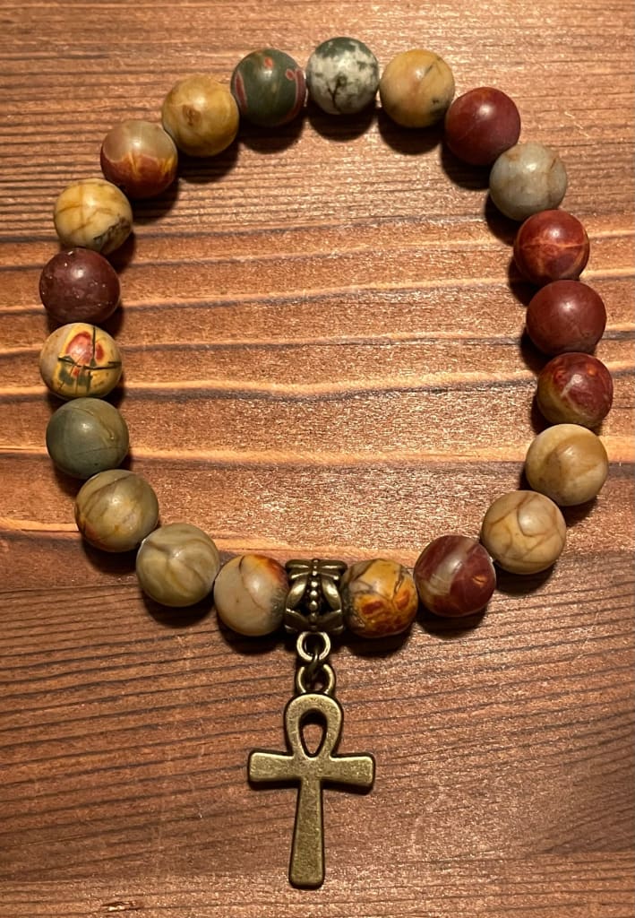 Picasso jasper x bronze x ankh charm bracelet - Bracelet