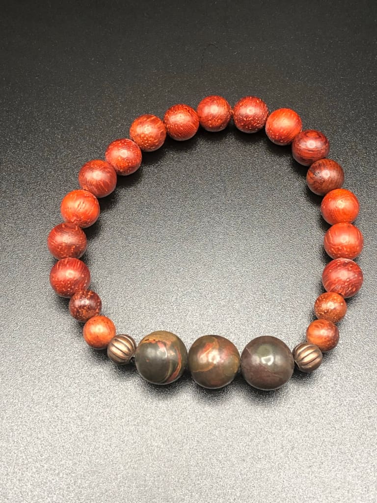 Picasso Jasper x Redwood x Red Copper Bracelet-Bracelets-DopeAlchemy-DopeAlchemy.com