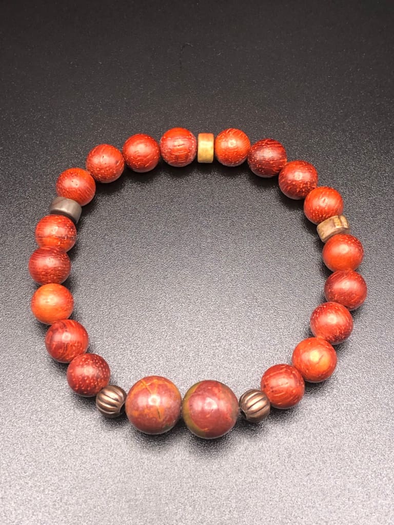 Picasso Jasper x Rosewood bracelet-Bracelets-DopeAlchemy-DopeAlchemy.com