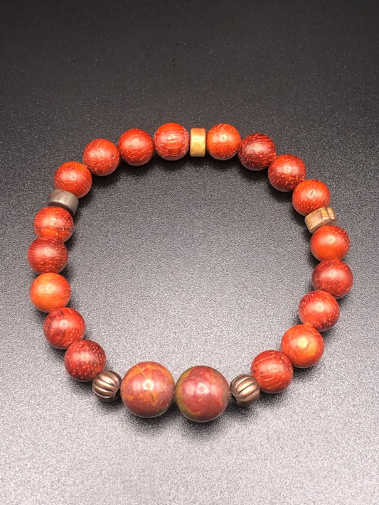 Picasso Jasper x Rosewood bracelet-Bracelets-DopeAlchemy-DopeAlchemy.com