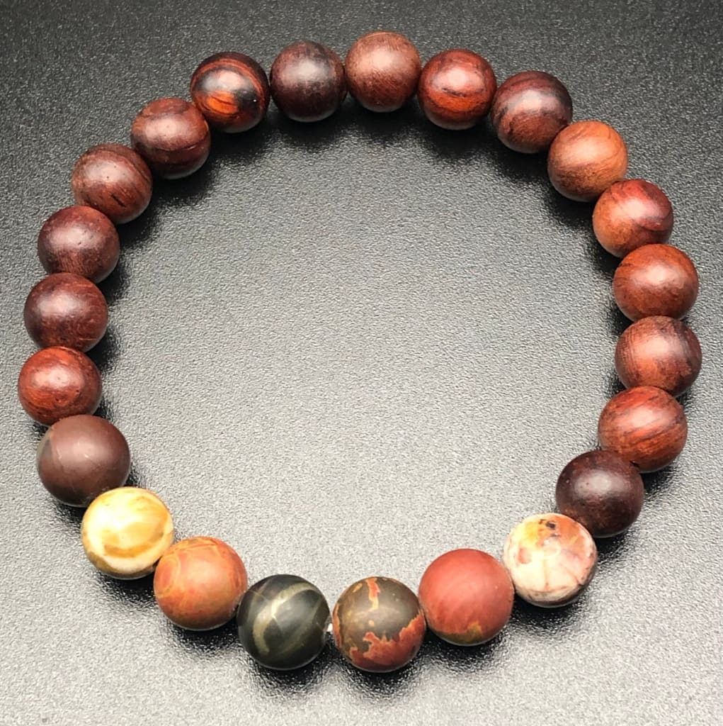 Picasso Jasper x Wood Bracelet-Bracelet-DopeAlchemy-DopeAlchemy.com