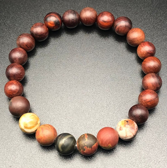 Picasso Jasper x Wood Bracelet-Bracelet-DopeAlchemy-DopeAlchemy.com