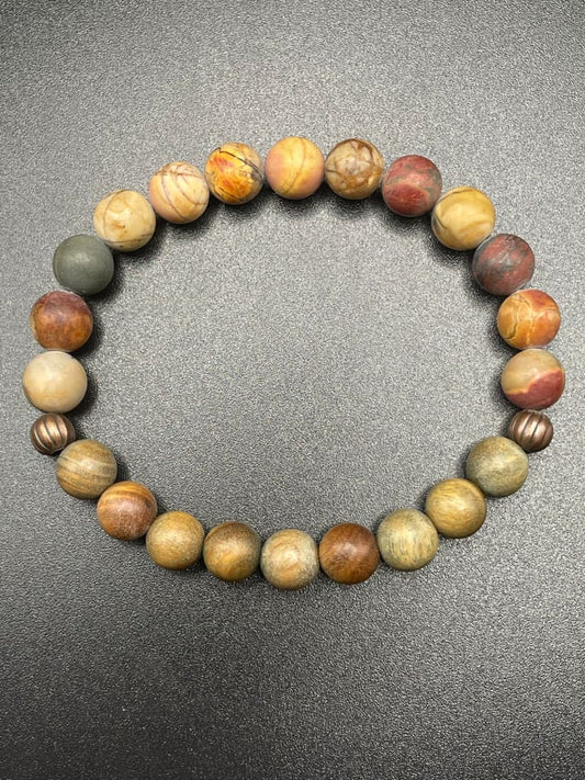 Picasso jasper x wood bracelet - Bracelet