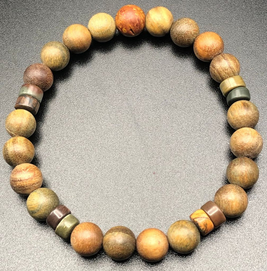 Picasso Jasper x Wood Bracelet-Bracelet-DopeAlchemy-DopeAlchemy.com