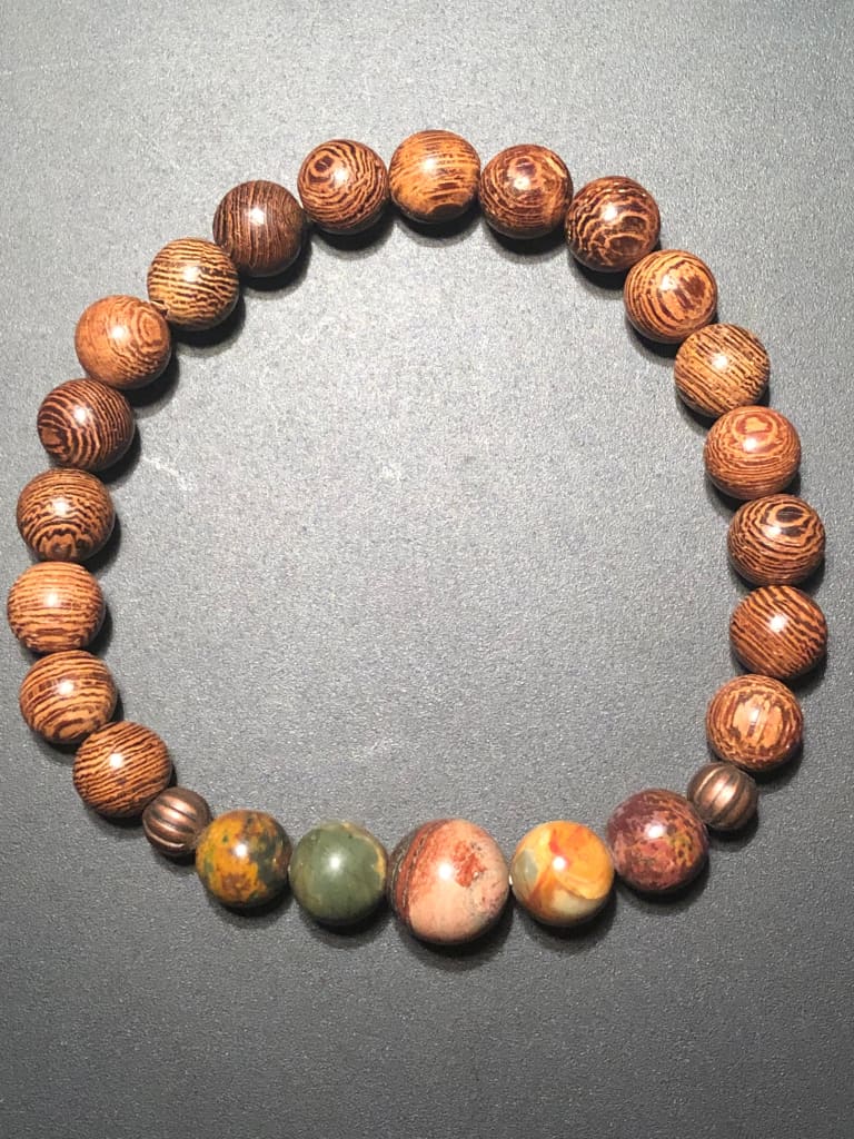 Picasso jasper x wood bracelet - Bracelet