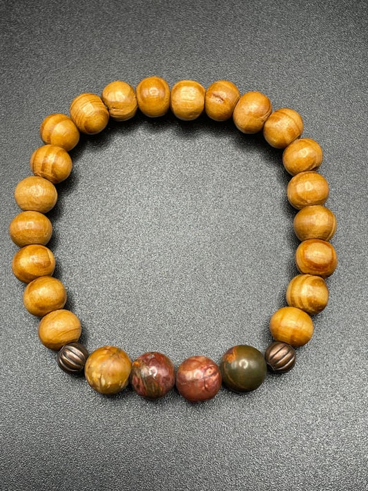 Picasso jasper x wood bracelet - Bracelet