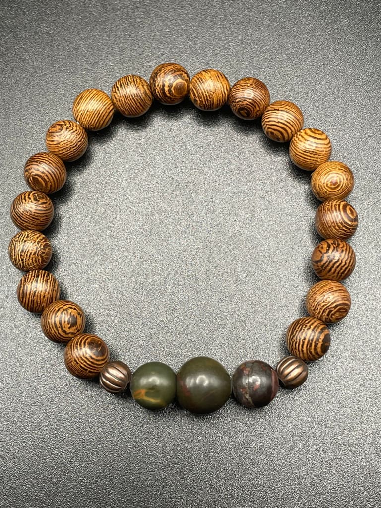 Picasso jasper x wood bracelet - Bracelet
