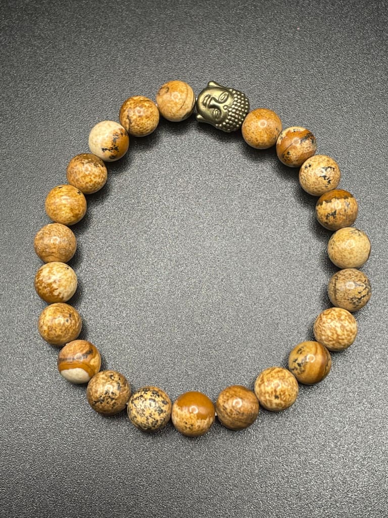 Picture jasper x bronze buddha charm bracelet - Charm