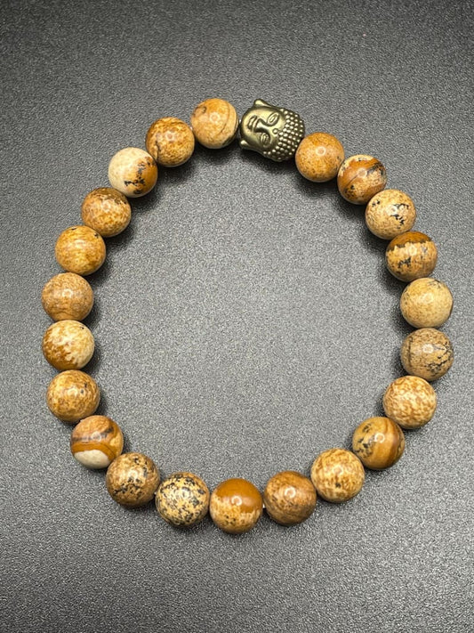 Picture jasper x bronze buddha charm bracelet - Charm
