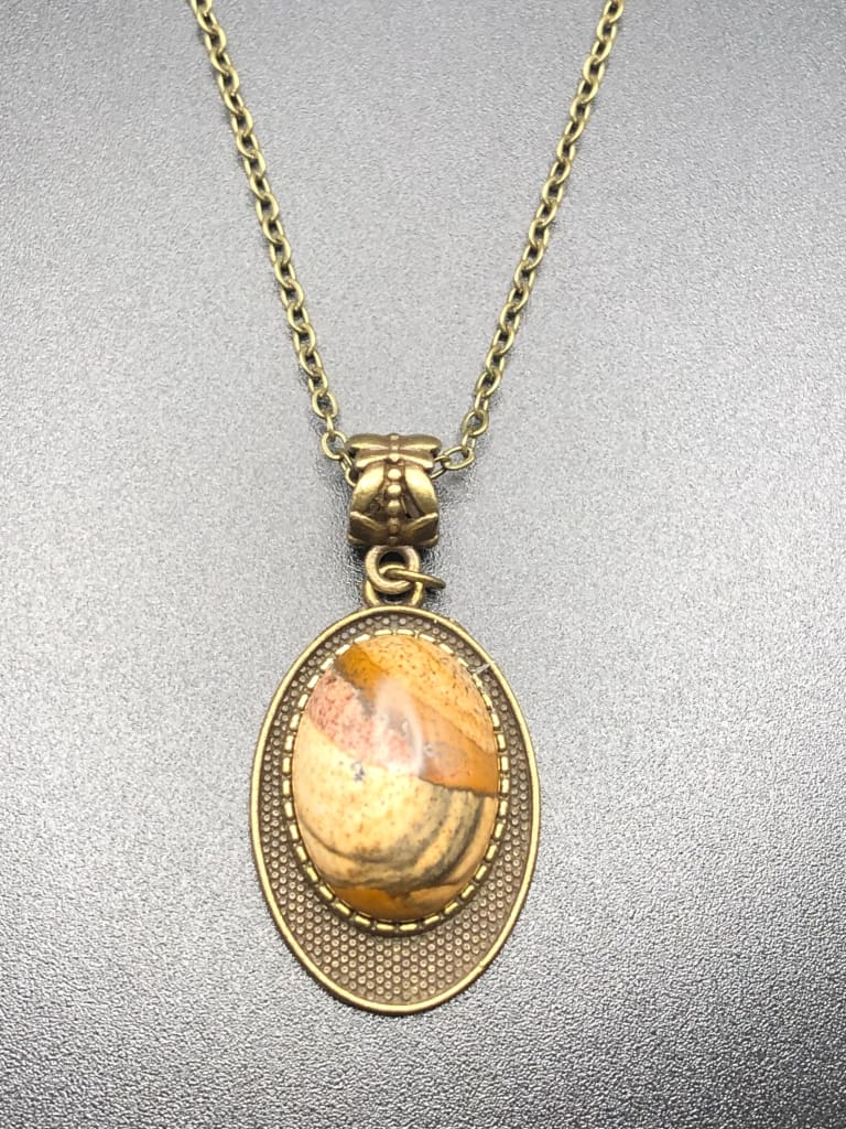 Picture jasper x bronze pendant necklace - Pendant