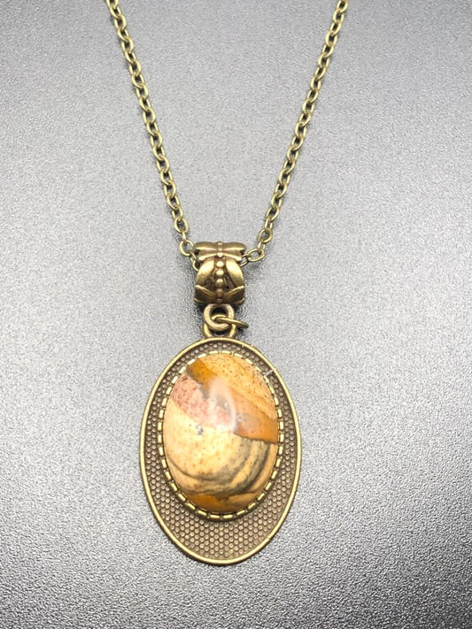 Picture jasper x bronze pendant necklace - Pendant