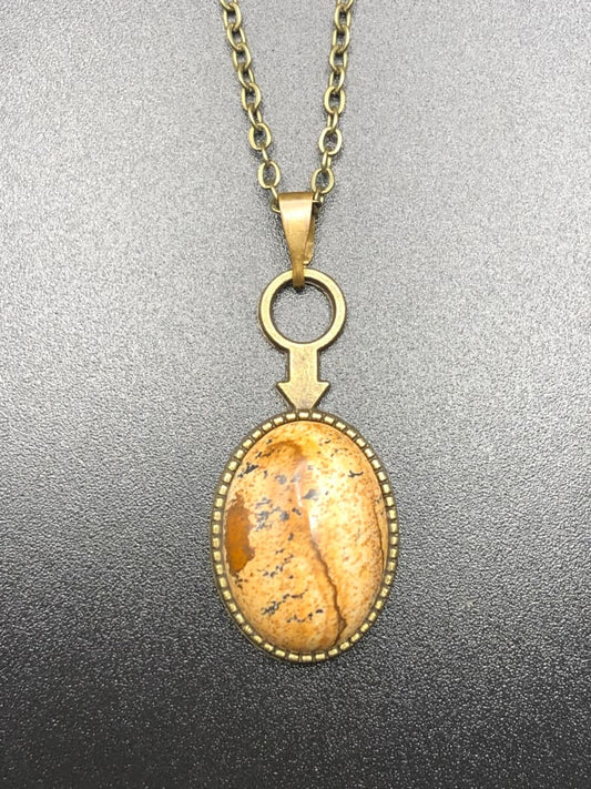 Picture jasper x bronze pendant necklace - Pendant
