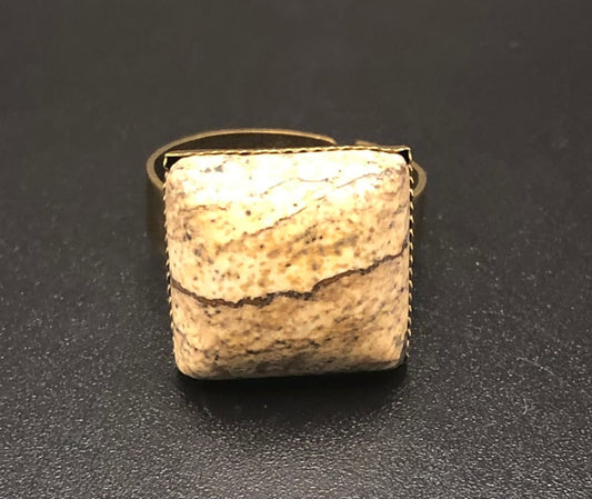 Picture jasper x bronze ring - Apparel & Accessories