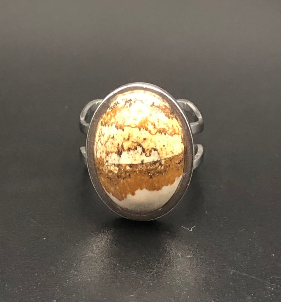 Picture jasper x silver ring - Ring