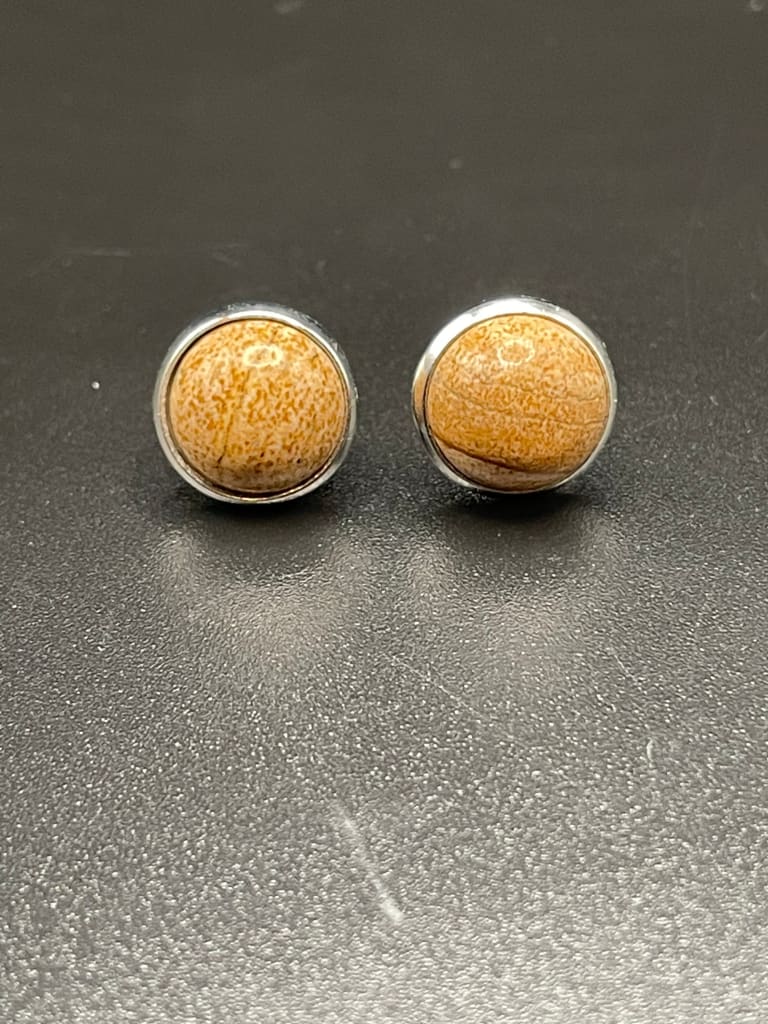 Picture jasper x silver stud earrings - Studs