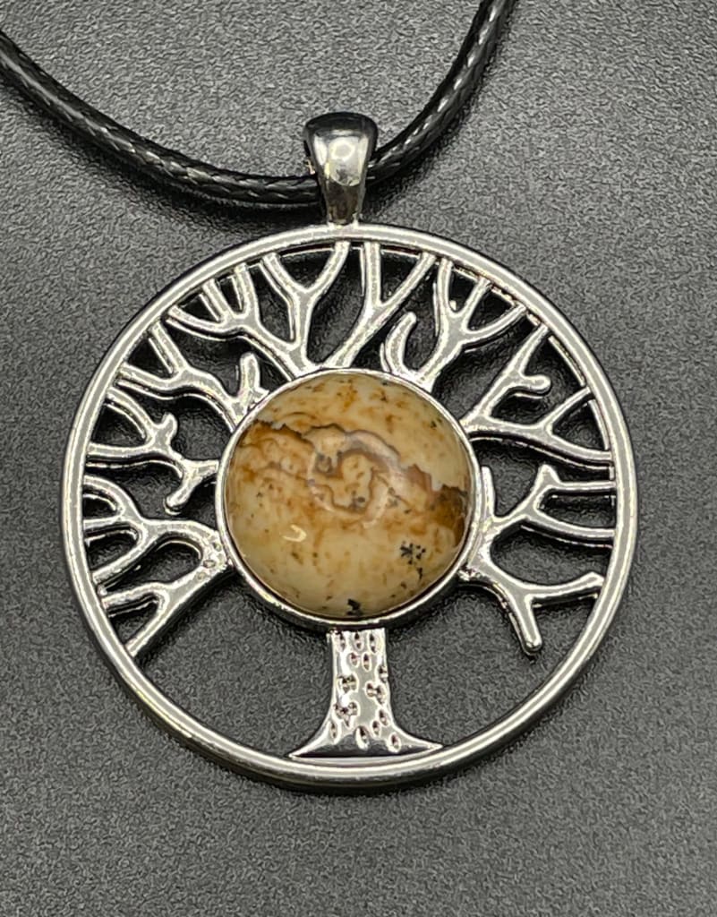 Picture jasper x tree of life pendant neckalce - Pendant