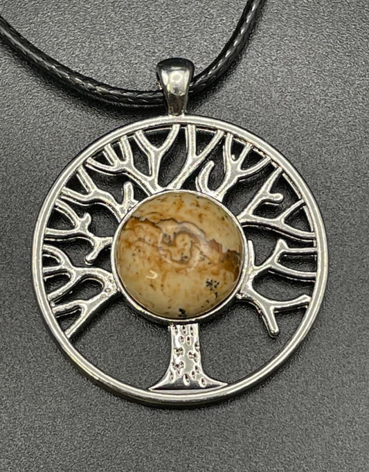 Picture jasper x tree of life pendant neckalce - Pendant
