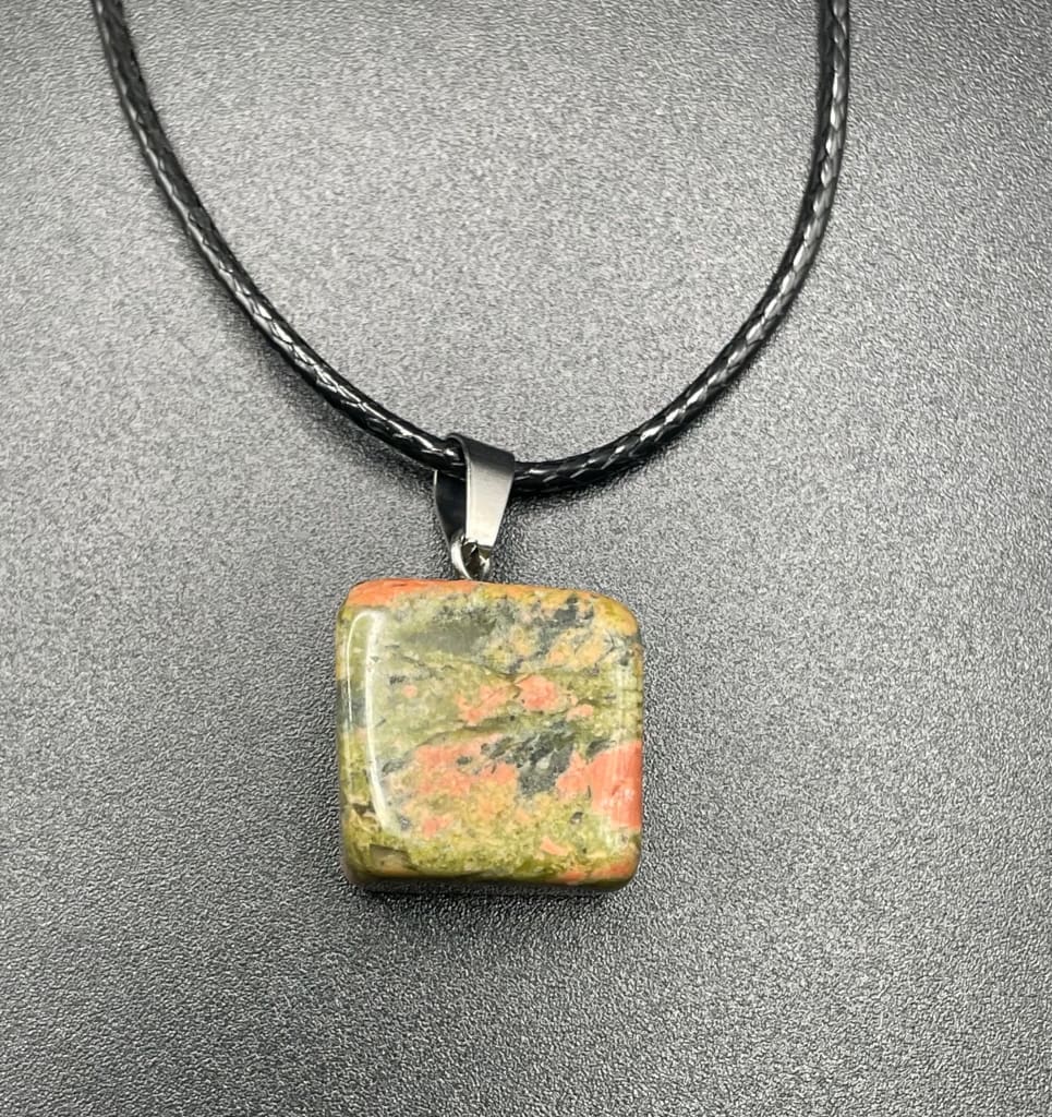 Polished unakite pendant necklace - Pendant