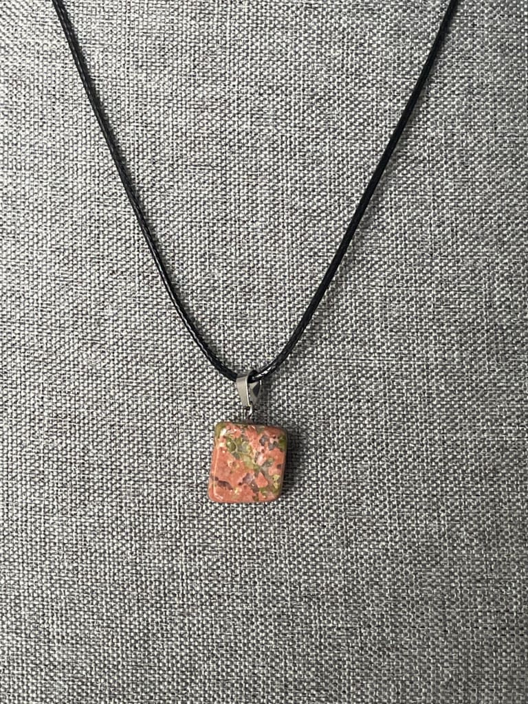 Polished unakite pendant necklace - Pendant