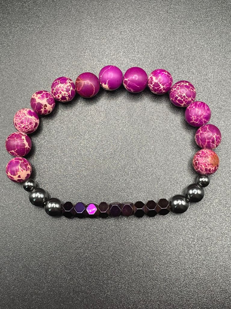 Purple sea sediment jasper x bracelet - Bracelet
