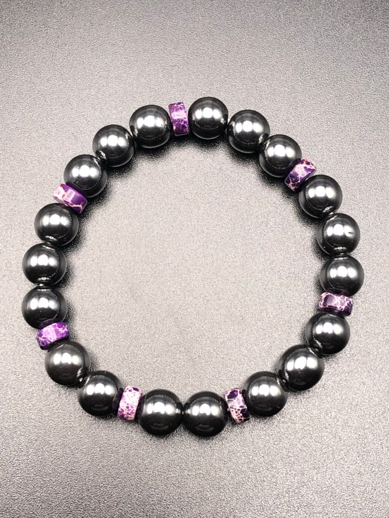 Purple Sea Sediment Jasper x Hematite Bracelet-Bracelet-DopeAlchemy-DopeAlchemy.com