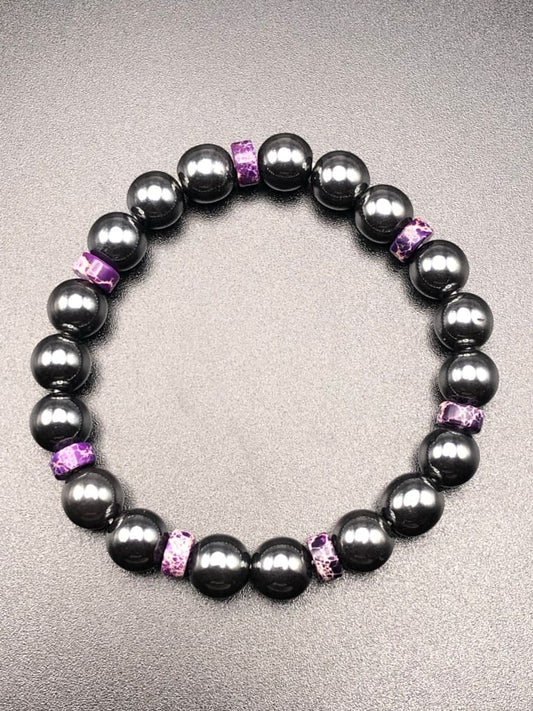 Purple Sea Sediment Jasper x Hematite Bracelet-Bracelet-DopeAlchemy-DopeAlchemy.com