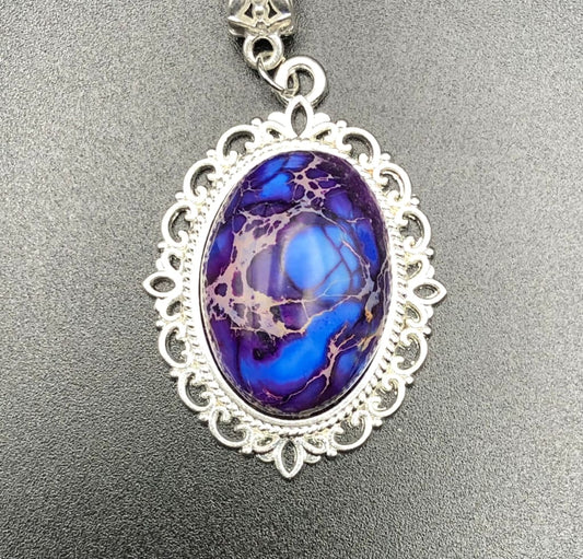 Purple sea sediment jasper x silver pendant - Necklace