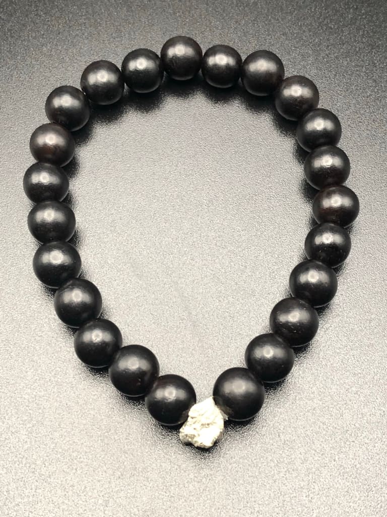 Pyrite x Wood Bracelet-Bracelet-DopeAlchemy-DopeAlchemy.com