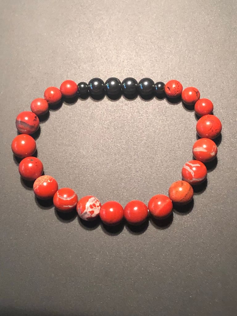 Red Jasper x Hematite Bracelet-Bracelets-DopeAlchemy-DopeAlchemy.com