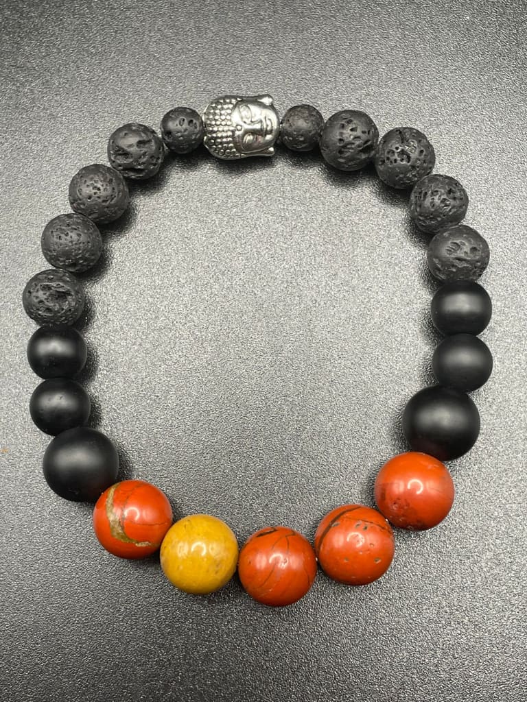 Red jasper x onyx x buddha bracelet - Charm Bracelet