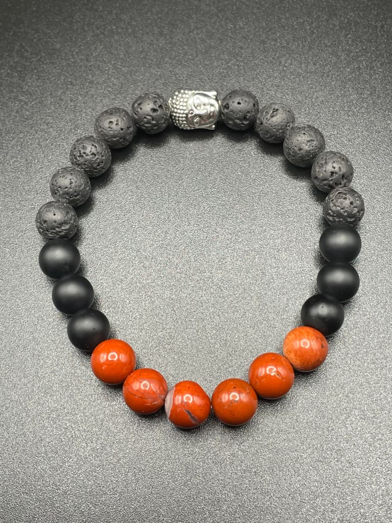 Red jasper x onyx x buddha bracelet - Charm Bracelet