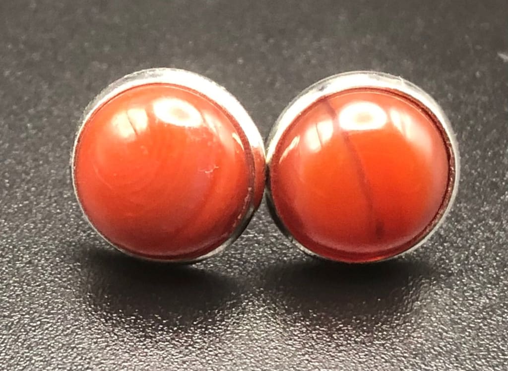 Red Jasper x Silver Earring Studs-Earrings-DopeAlchemy-DopeAlchemy.com