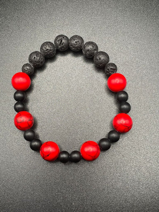 Red turquoise x onyx bracelet - Bracelet