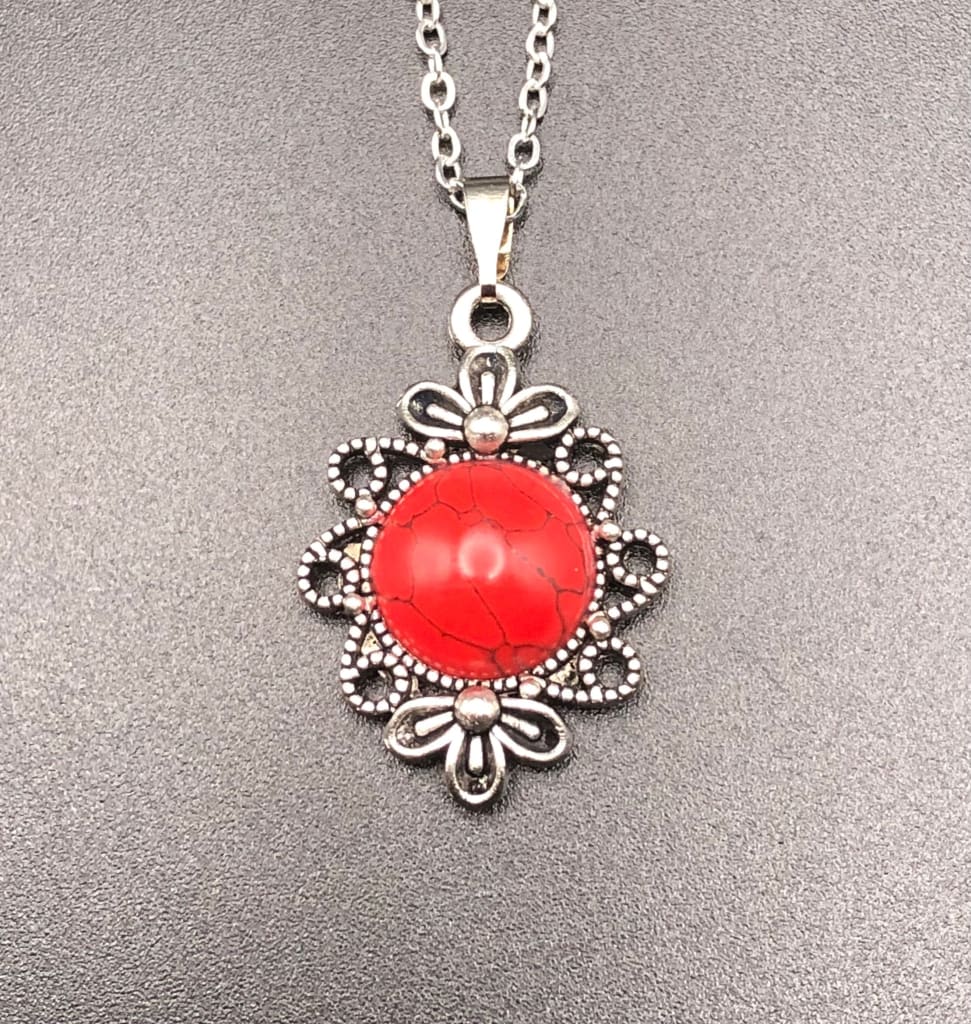 Red Turquoise x Silver Pendant-Pendant-DopeAlchemy-DopeAlchemy.com