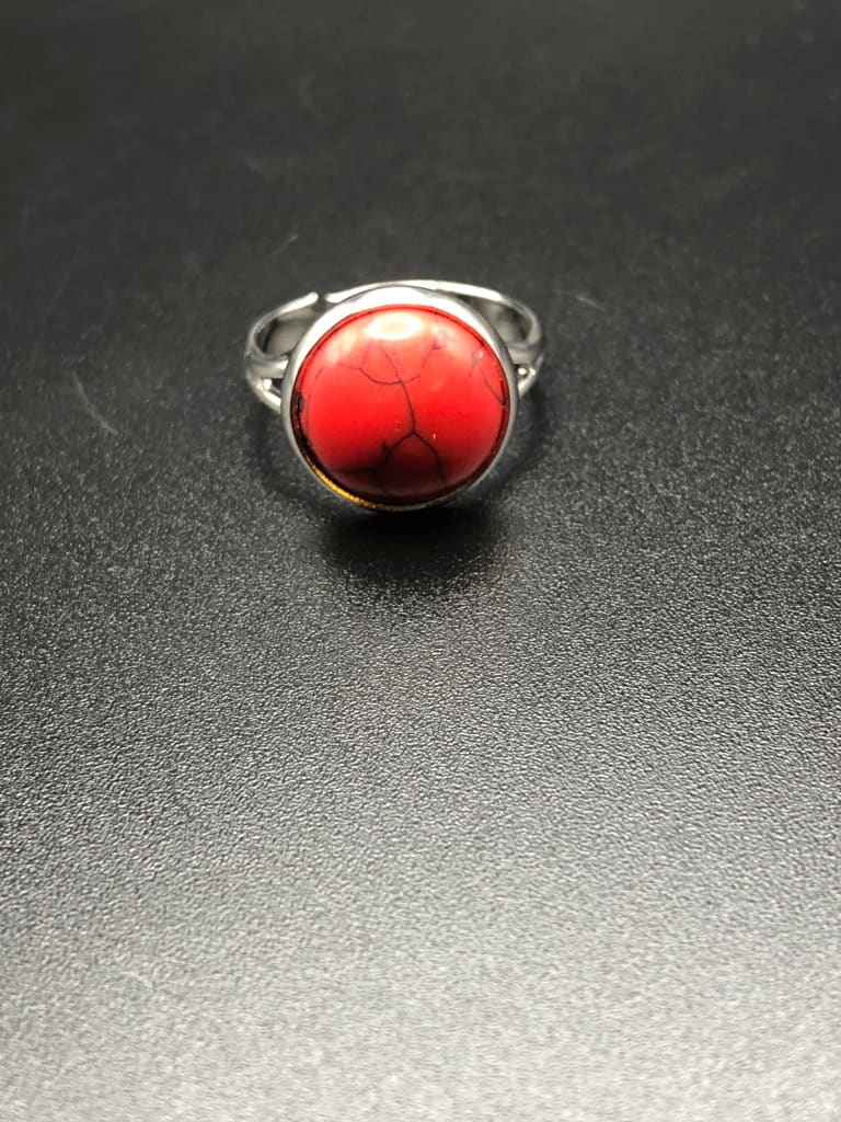 Red turquoise x silver ring - Ring