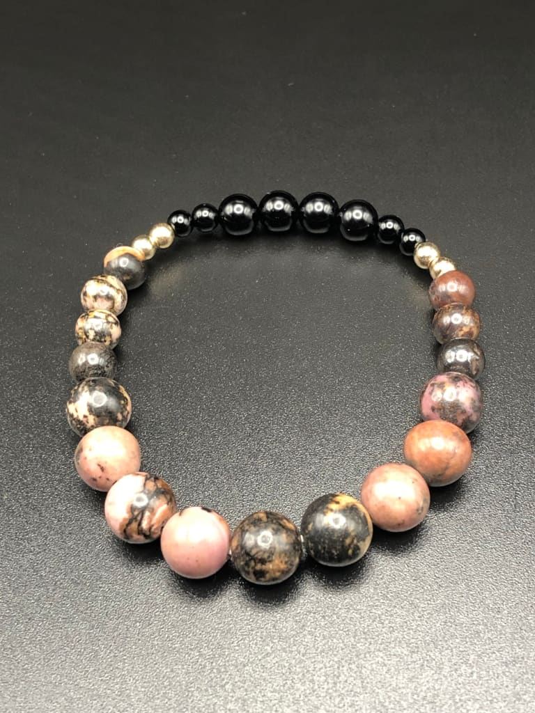 Rhodonite x Onyx Bracelet-Bracelets-DopeAlchemy-DopeAlchemy.com