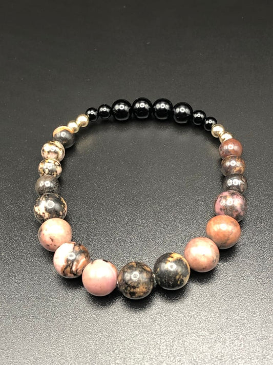 Rhodonite x Onyx Bracelet-Bracelets-DopeAlchemy-DopeAlchemy.com