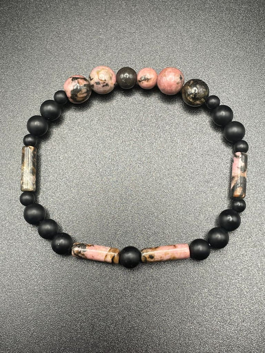 Rhodonite x onyx bracelet - Bracelet