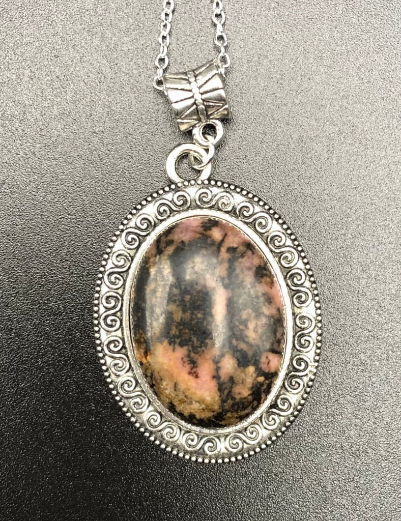 Rhodonite x Silver Pendant-Pendant-DopeAlchemy-1-DopeAlchemy.com
