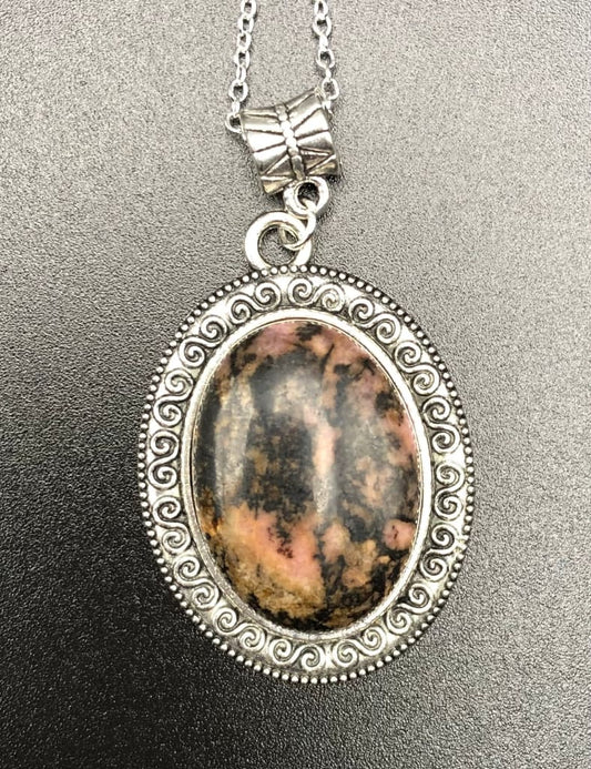 Rhodonite x Silver Pendant-Pendant-DopeAlchemy-1-DopeAlchemy.com