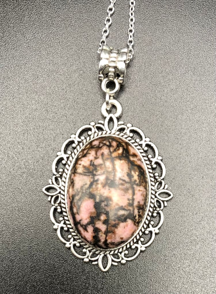 Rhodonite x Silver Pendant-Pendant-DopeAlchemy-2-DopeAlchemy.com