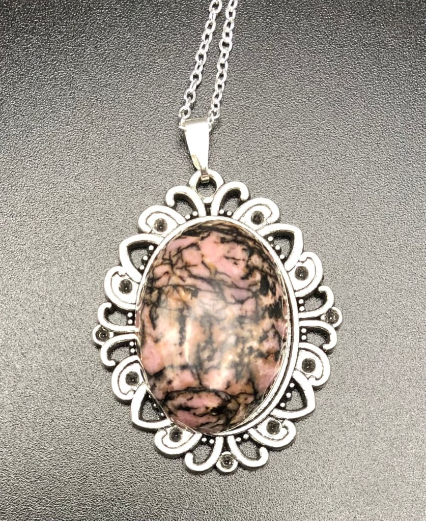 Rhodonite x Silver Pendant-Pendant-DopeAlchemy-3-DopeAlchemy.com